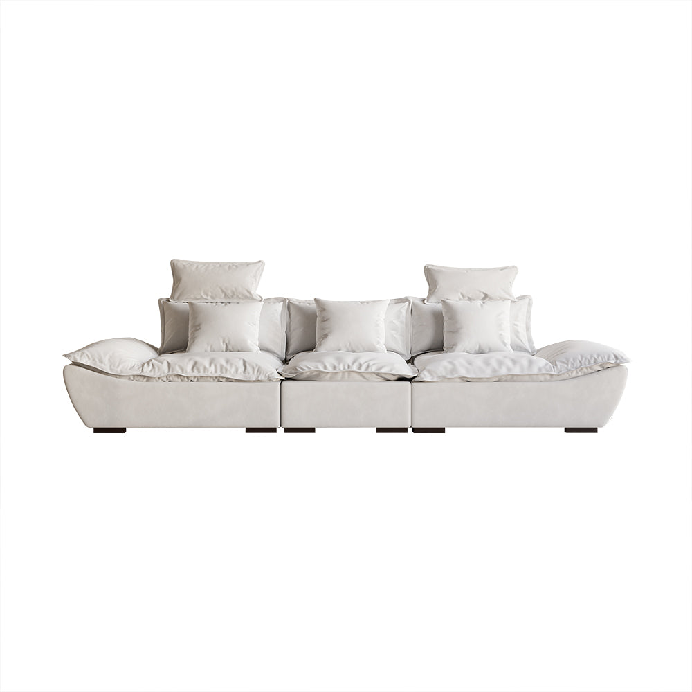 109.4" Modern White LeathAire 3 Seater Deep Sofa with Adjustable Backrest Sailboat