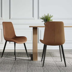 Two Modern Gray Upholstered Dining Chairs in PU Leather for Sleek and Trendy Dining Room Decor