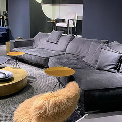 Contemporary L-shaped dark gray living room sectional sofa set