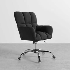 Stylish and comfortable swivel task chair with height adjustment in cotton and linen upholstery for modern offices