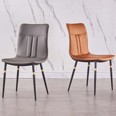 Elegant leather upholstered high back dining chairs sold as a set of 2