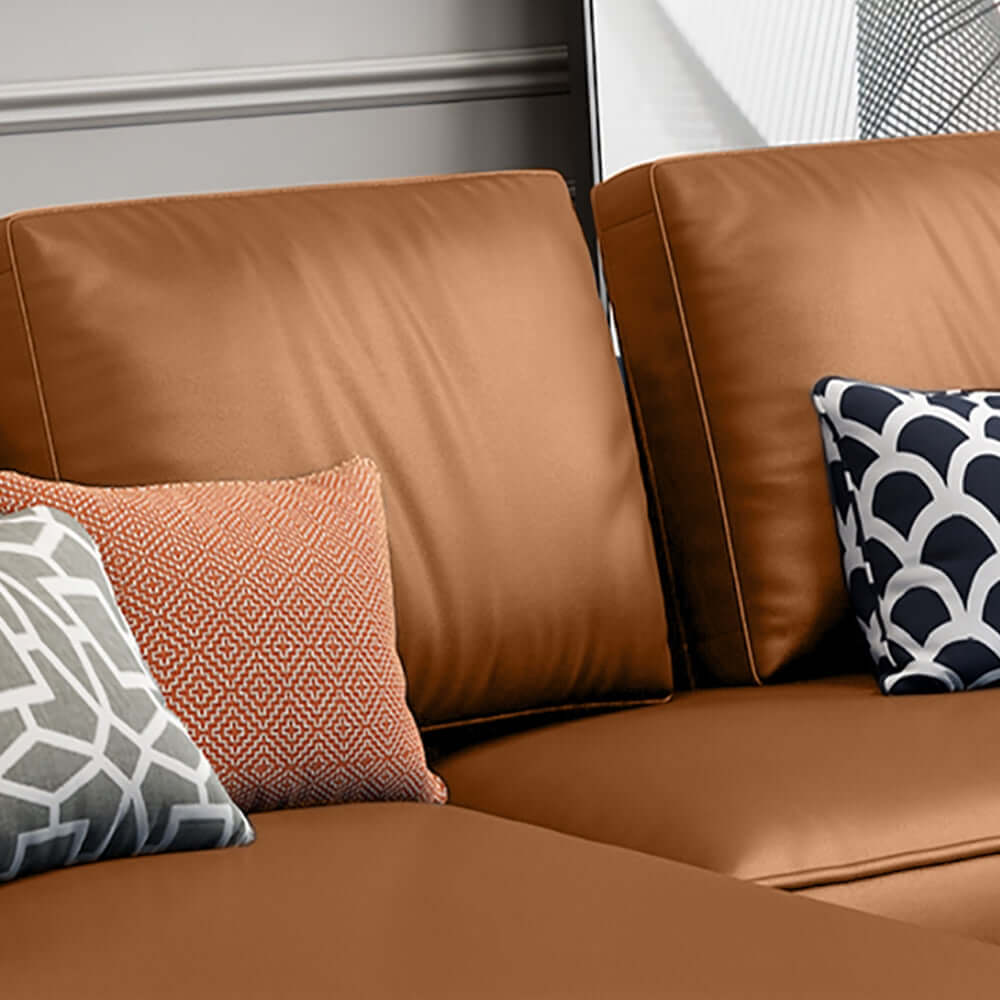 108.3インチ ブラウンの装飾ソファ レザーエアソファ セクショナルソファ サブ画像