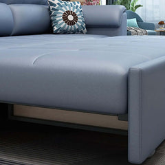 Blue sofa bed with hidden storage and pockets to maximize living space