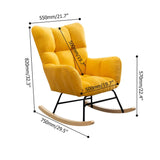 Modern Yellow Accent Chair with Tufted Upholstered Cotton & Linen Rocking Chair