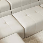 Modern 133 inch Off White Velvet LShaped Sectional Sofa with Chaise