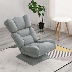 Light Gray Cotton & Linen Lounge Chair Swivel Sofa Chair 360 Degree Adjustable Backrest