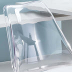 Contemporary adjustable height desk chair with swivel feature in clear plastic and white