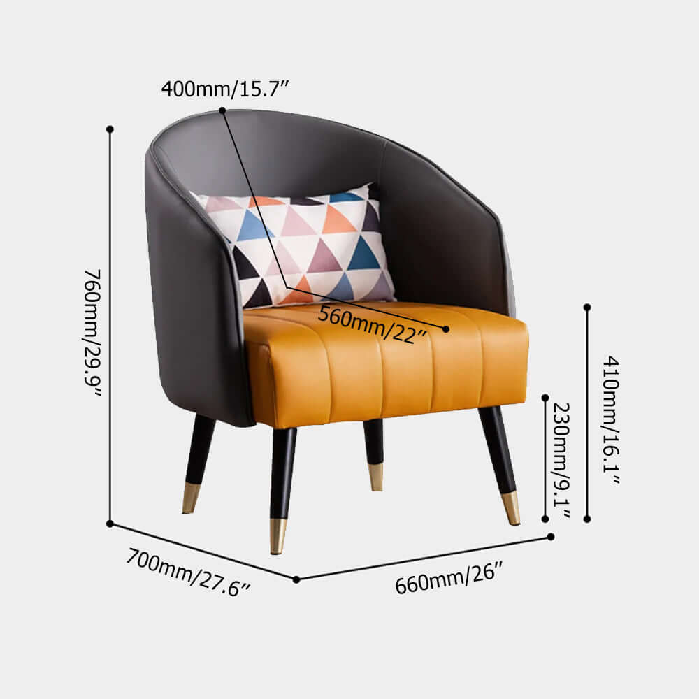 26" gray accent chair with microfiber leather for living room