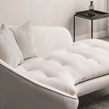 Modern Chaise Longue Sofa Upholstered Linen Sofa 3Seater Sofa in Steel Legs