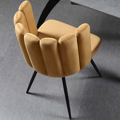 Contemporary Dining Room Chair with Plush Velvet Upholstery and Sturdy Black Legs