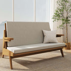 Modern 3-Piece Rattan and Ash Wood Sofa, Loveseat, and Chair Set with White Cushions