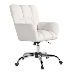 Stylish and comfortable swivel task chair with height adjustment in cotton and linen upholstery for modern offices