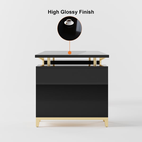 Black modern wooden executive writing desk and chair set for home office, 71 inches