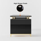 Black modern wooden executive writing desk and chair set for home office, 71 inches