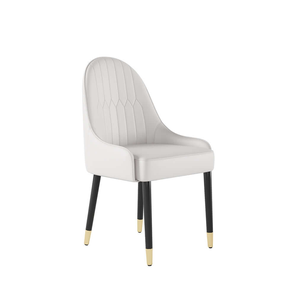 Sleek white and orange dining chairs with metal legs, set of 2, constructed from PU leather for trendy dining space