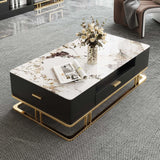 Modern TV Stand & Coffee Table Set for 100 Inch TV in Black with Drawers