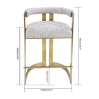 Chic and sophisticated bar height stool with gray velvet upholstery