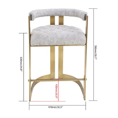 Chic and sophisticated bar height stool with gray velvet upholstery