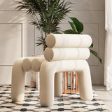 Beige Velvet Accent Chair Upholstery Horizontal Channeled for Living Room