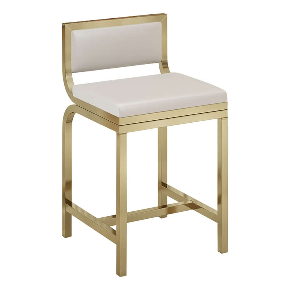 Modern design white bar stool set featuring 2 stools with PU leather upholstery and back support