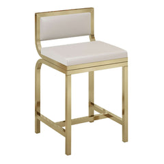 Modern design white bar stool set featuring 2 stools with PU leather upholstery and back support