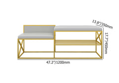 Elegant PU leather bench seat with gold legs in white for entryway