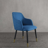 Modern MidCentury Upholstered Blue Fabric  Dining Chair with Arms Set of 2