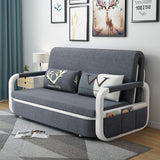 Blue Sleeper Sofa Bed Loveseat Cotton & Linen Upholstered with Solid Wood Frame
