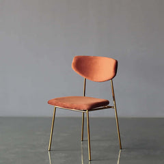 Orange Upholstered Dining Chair Armless, Modern Style, Set of 2 Chairs in Elegant Gold Finish