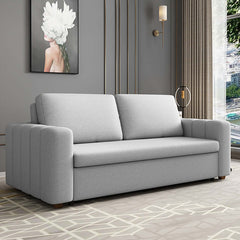 Modern 71" gray convertible sleeper couch with storage, perfect for small living areas