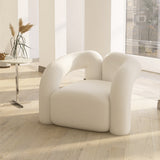 Modern White Boucle Sherpa Accent Chair Shaggy Armchair for Living Room