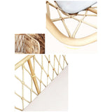 Cotton & Linen Upholstered Sofa Rattan Frame Natural Sofa in Small