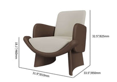 Trendy Modern Faux Leather Armchair in Brown and Beige