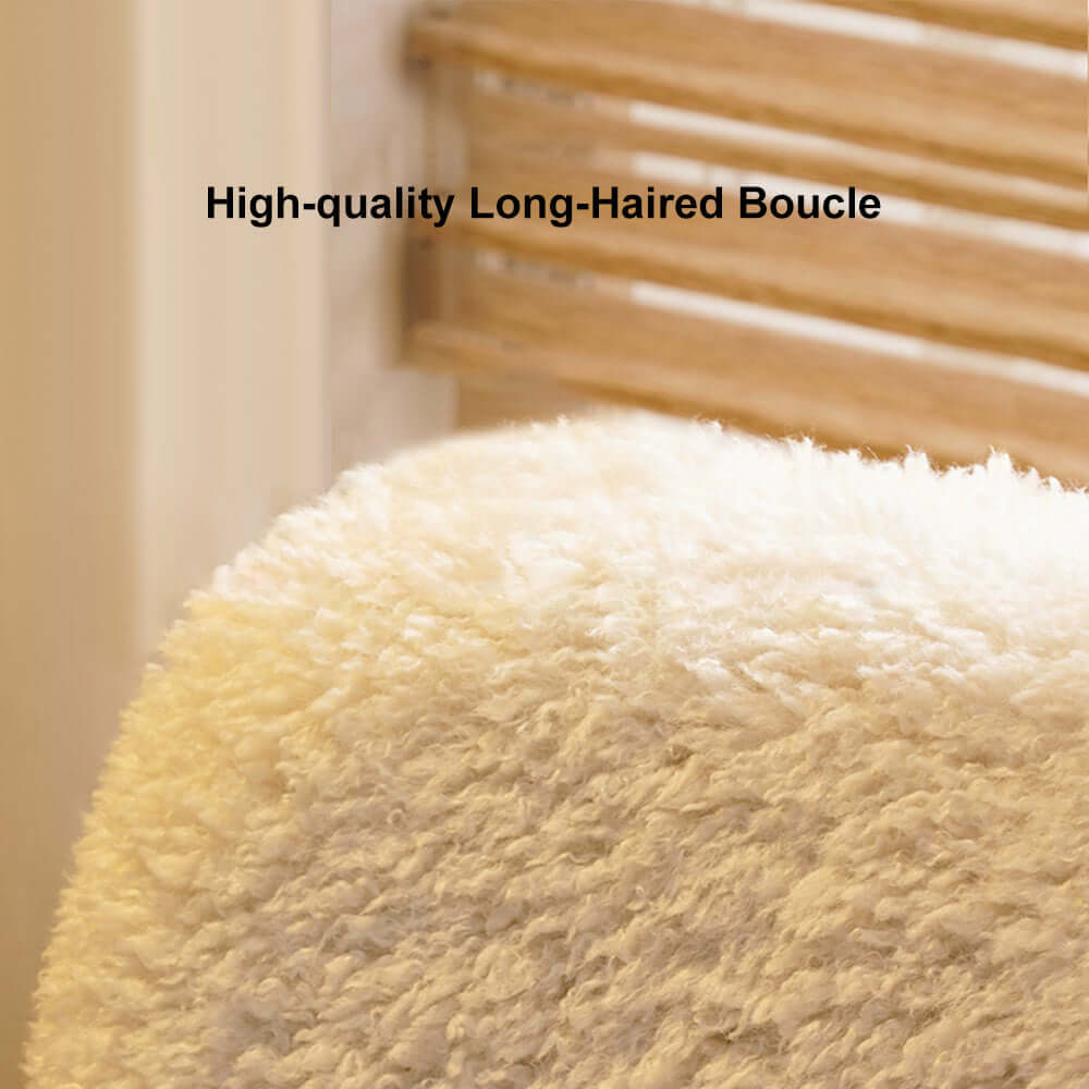 Cozy Rocking Chair with Gray White Boucle Sherpa Upholstery and Walnut Frame