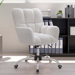 Cotton and linen upholstered office chair with swivel and height adjustable features for comfortable workspaces