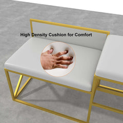 Luxurious white and gold PU leather upholstered bench for entryway