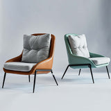 Brown Nordic Accent Chair Cotton & Linen Upholstered Carbon Steel in Black