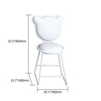 Set of 2 White Velvet Upholstered Dining Chairs Vanity Stools - Bear Shape Backrest Design