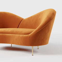 Stunning 92.9-inch Modern Orange Velvet Upholstered Large 3Seater Curved Sofa for Modern Homes