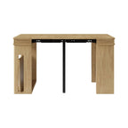 Contemporary walnut and gray dining set with extendable table, 4 chairs, and stylish storage sideboard