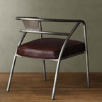 Industrial gray and brown dining chair, upholstered with curved back design, set of 2 chairs
