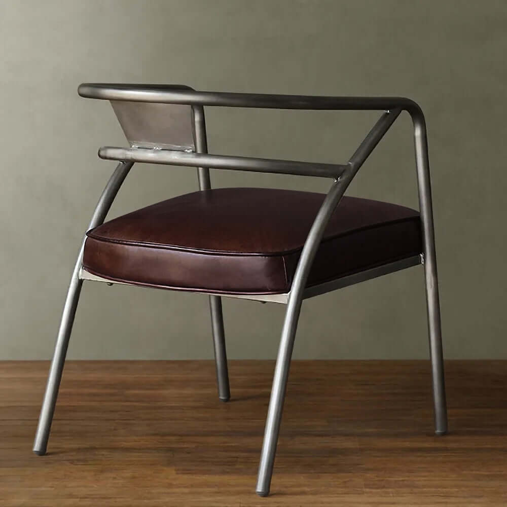 Industrial gray and brown dining chair, upholstered with curved back design, set of 2 chairs