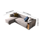 110.2" LShape Gray Velvet Upholstered Sectional Sofa with Left Chaise