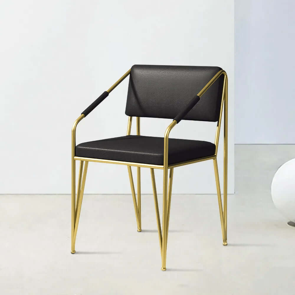Trendy Vanity Chair with Modern PU Leather Upholstery and Gold Metal Legs