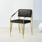 Trendy Vanity Chair with Modern PU Leather Upholstery and Gold Metal Legs