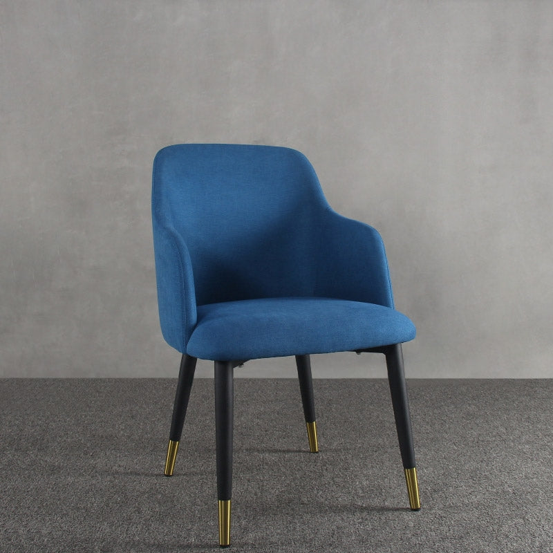 Modern MidCentury Upholstered Blue Fabric  Dining Chair with Arms Set of 2