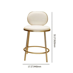 Contemporary beige artificial leather padded round barstool with backrest pair