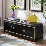 39.4" Faux Leather Upholstered Entryway Bench with Storage Shoe Cabinet 3Door
