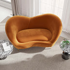 Elegant and Comfortable 92.9-inch Modern Orange Velvet Upholstered Large 3Seater Curved Sofa