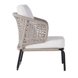 Modern Aluminum & Rope Outdoor Sofa Patio Chair Set with Ottoman in White & Black